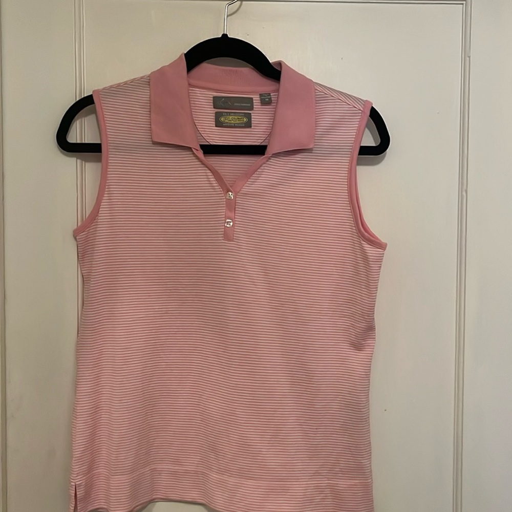 Greg Norman Striped Sleeveless Polo